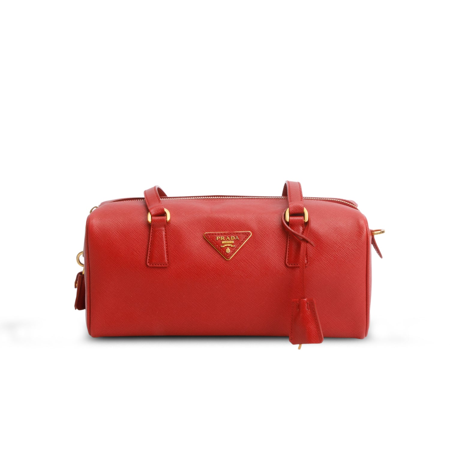 Prada Red Saffiano Lux Bauletto w/ Authenticity Card