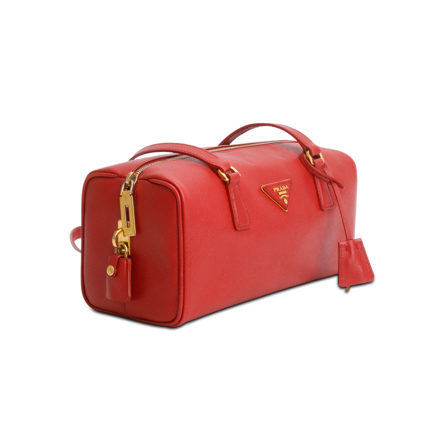 Prada Red Saffiano Lux Bauletto w/ Authenticity Card