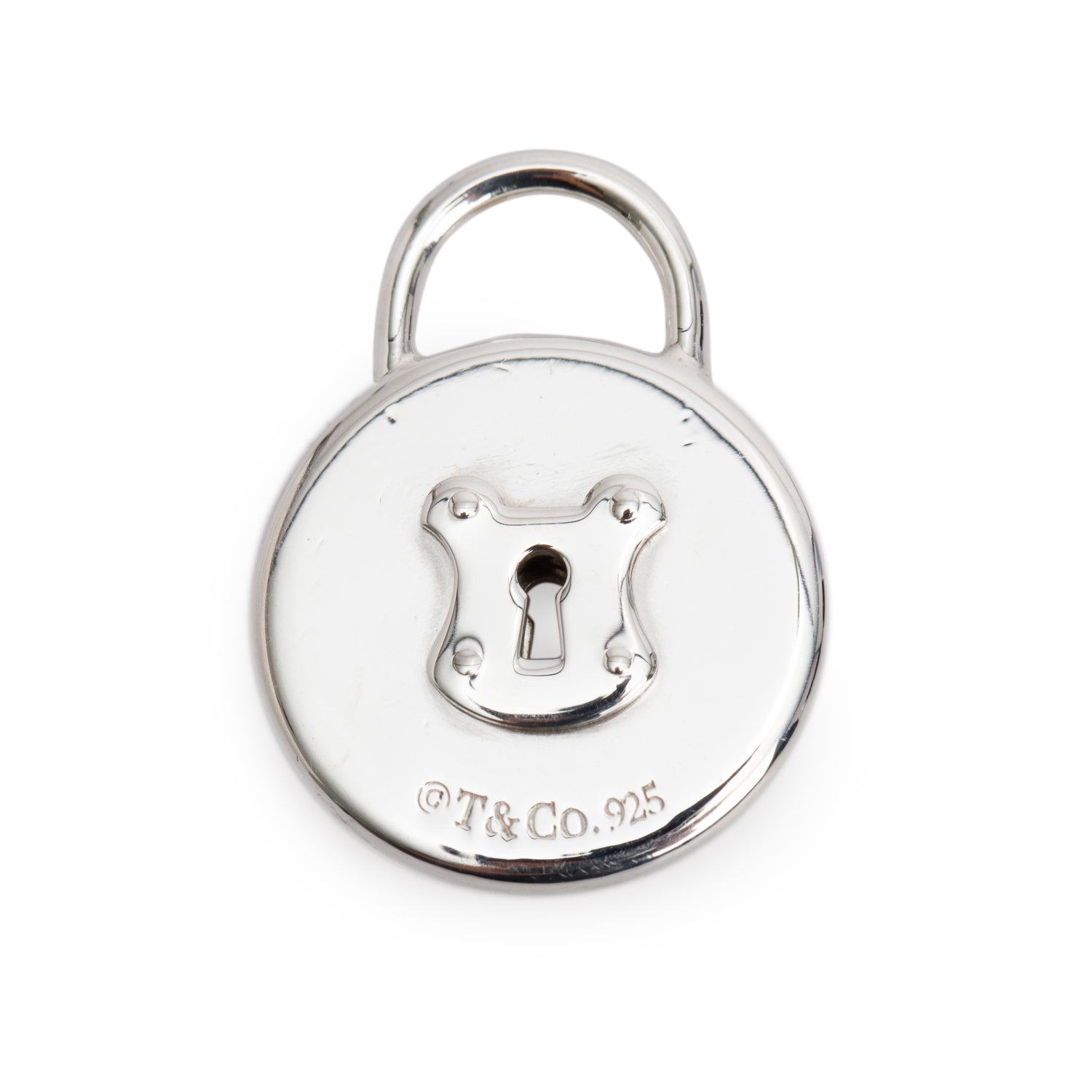 Tiffany & Co. Sterling Silver Key Hole Round Lock Charm Pendant