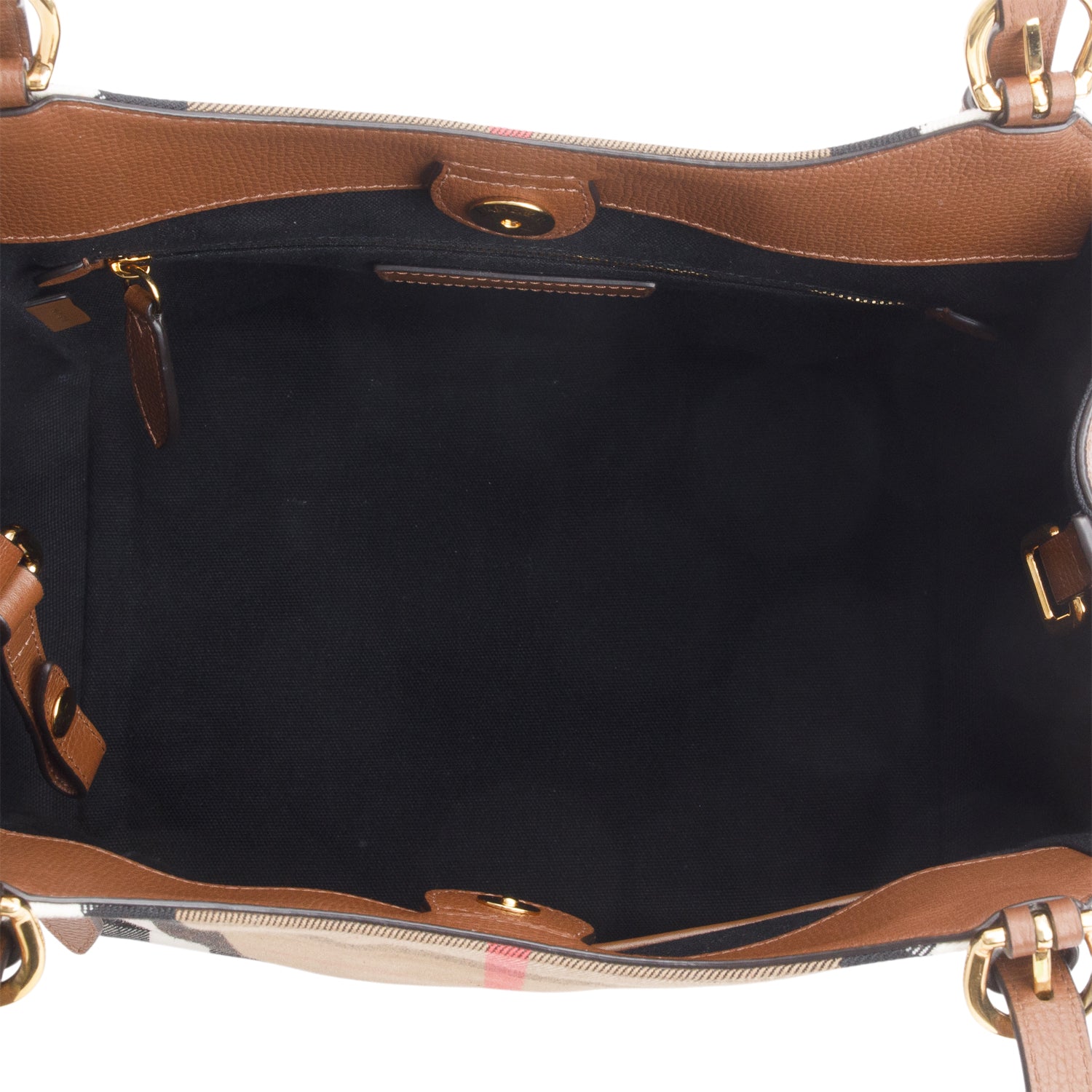 Burberry Brown Grainy Calfskin House Check Small Canterbury Tote
