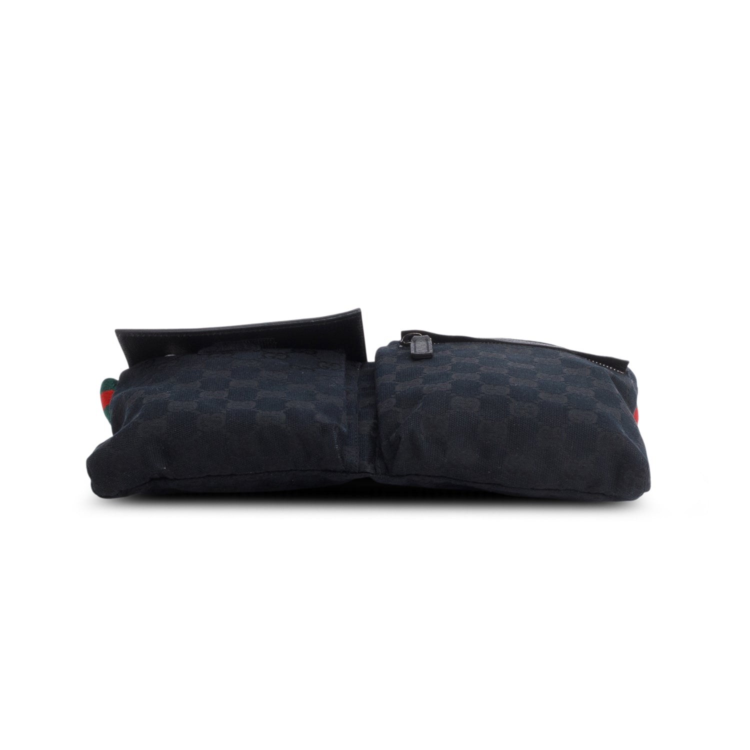 Gucci Black GG Monogram Double Pocket Belt Bag