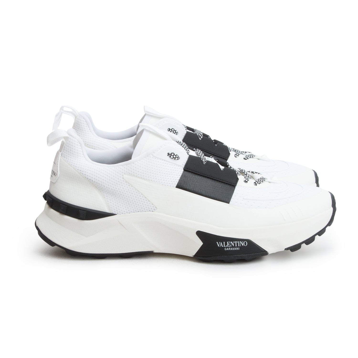 Valentino White Black Mesh/Rubber Fabric True Act Low Top Sneakers, Men's Size 45 w/ Box