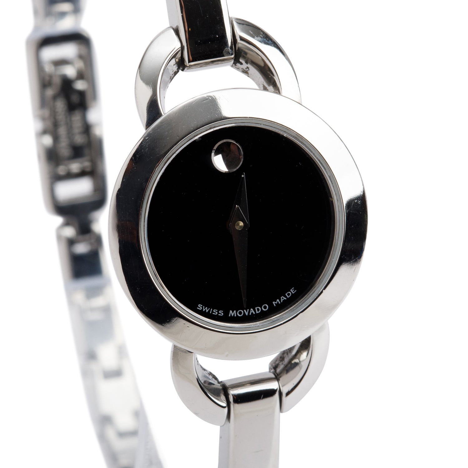 Movado Stainless Steel Rondiro 22 MM Quartz Watch Black Dial