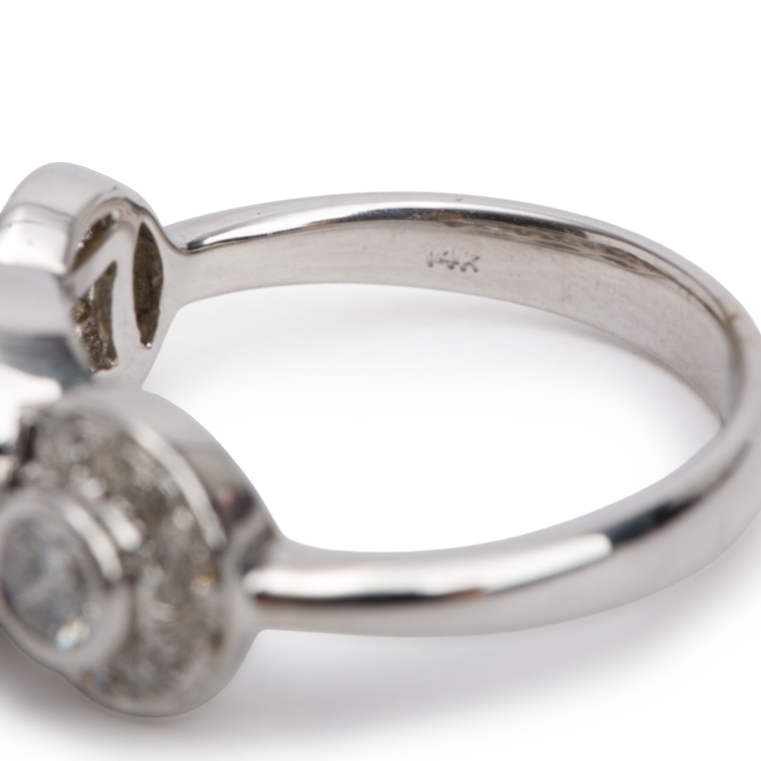 14k White Gold Cluster Diamond Ring, Size 8