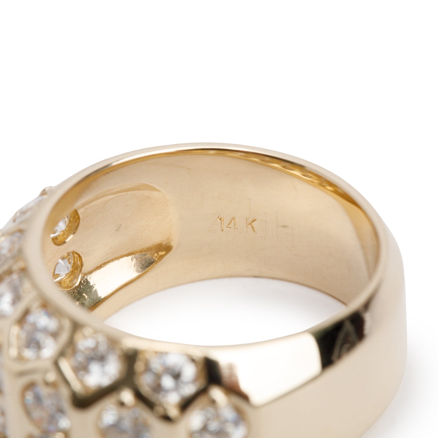 14k Yellow Gold Diamond Cocktail Ring, Size 7