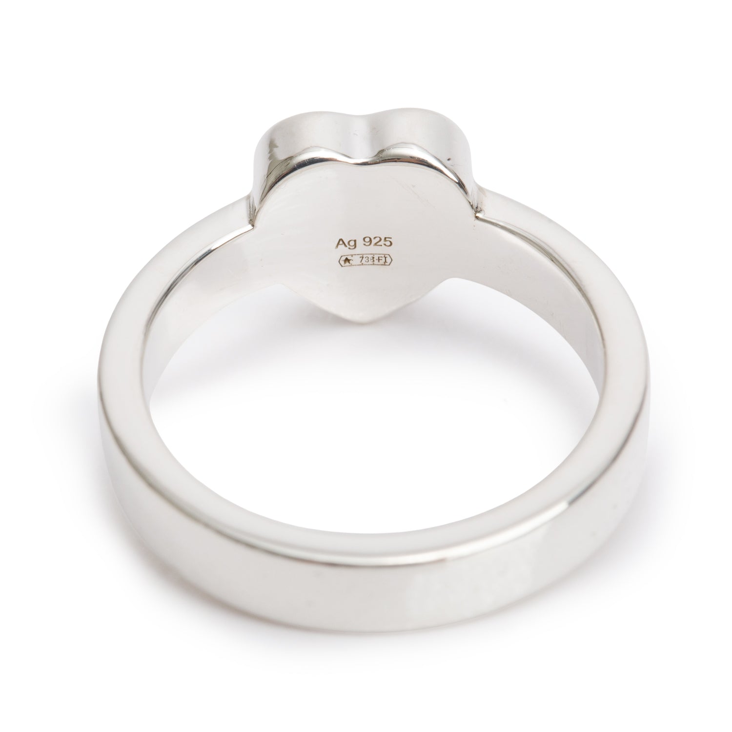 Gucci Sterling Silver Trademark Heart Ring, Size 14 6.75