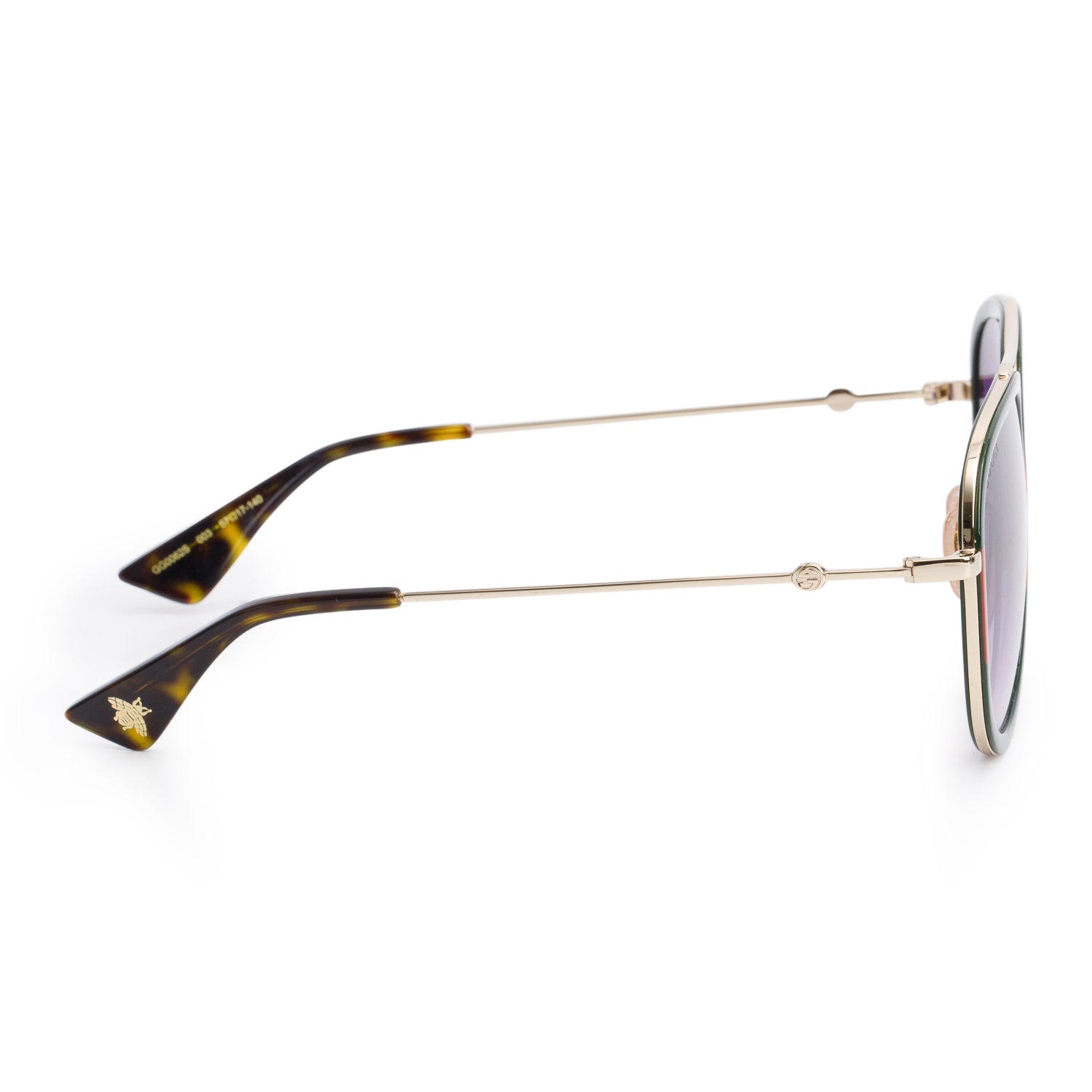 Gucci GG0062S Red/Green Web Metal Pilot Sunglasses w/ Case