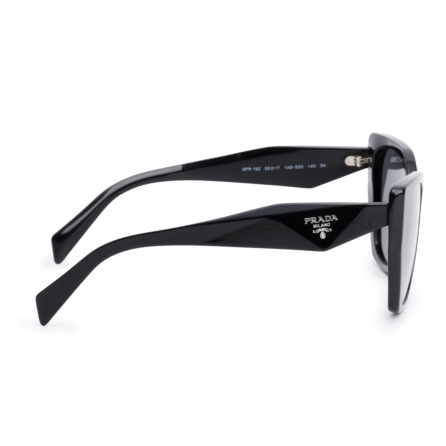 Prada SPR 19Z Black Acetate Cat Eye Sunglasses w/ Case