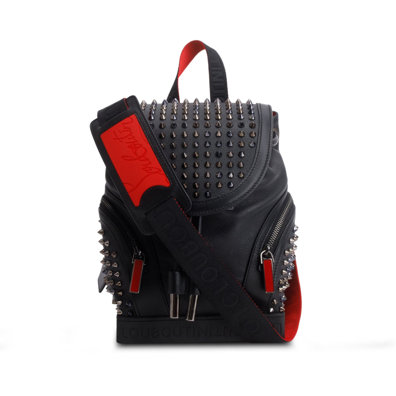 Christian Louboutin Black Calfskin Leather Small Explorafunk Backpack w/ Strap