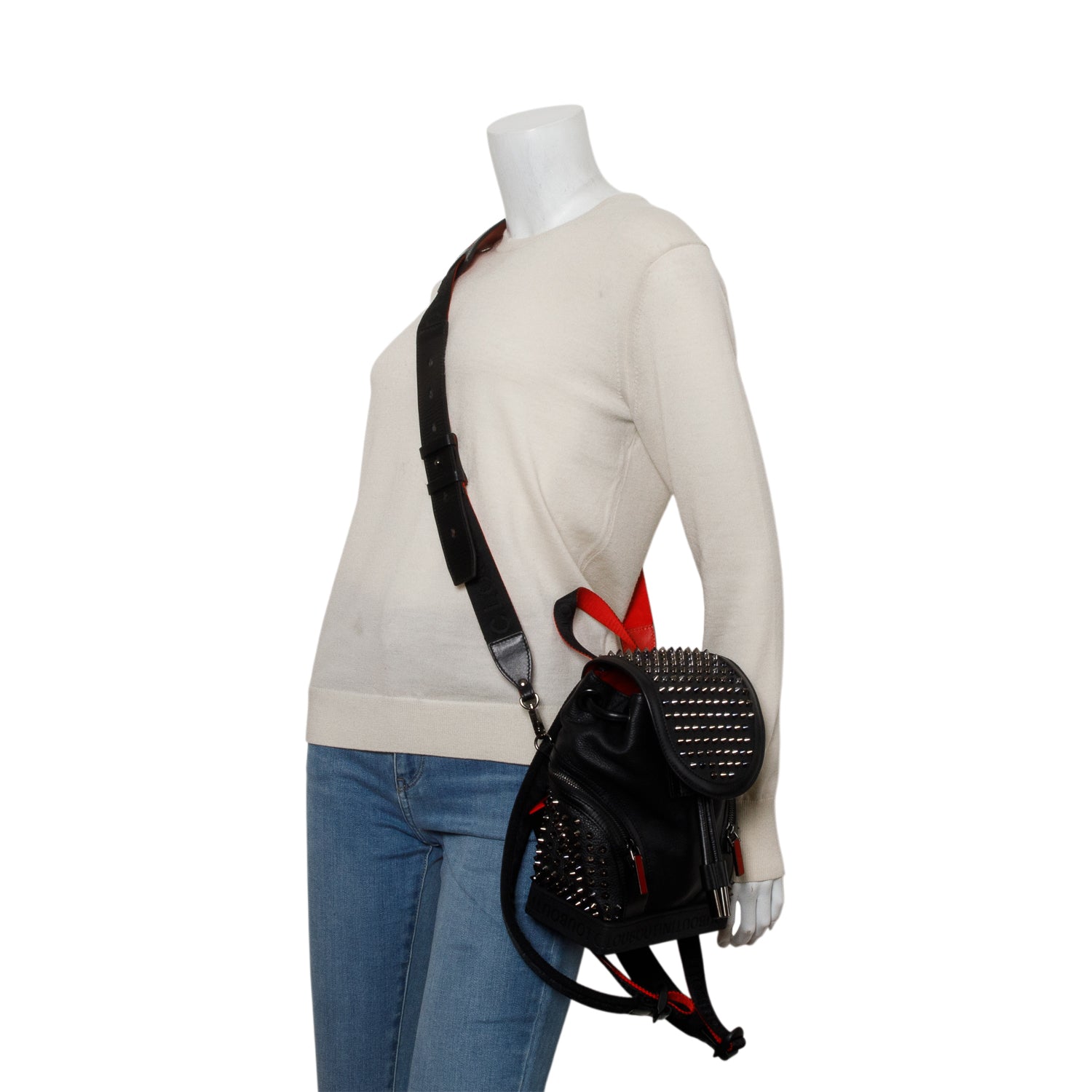 Christian Louboutin Black Calfskin Leather Small Explorafunk Backpack w/ Strap