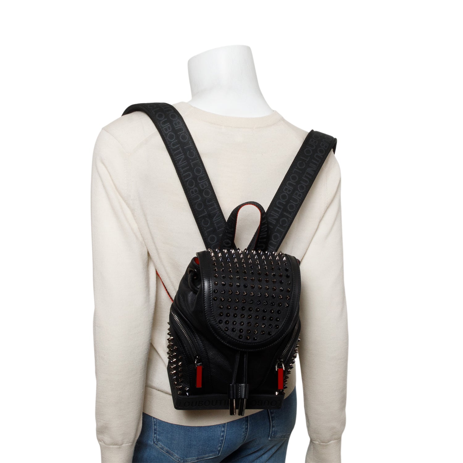 Christian Louboutin Black Calfskin Leather Small Explorafunk Backpack w/ Strap