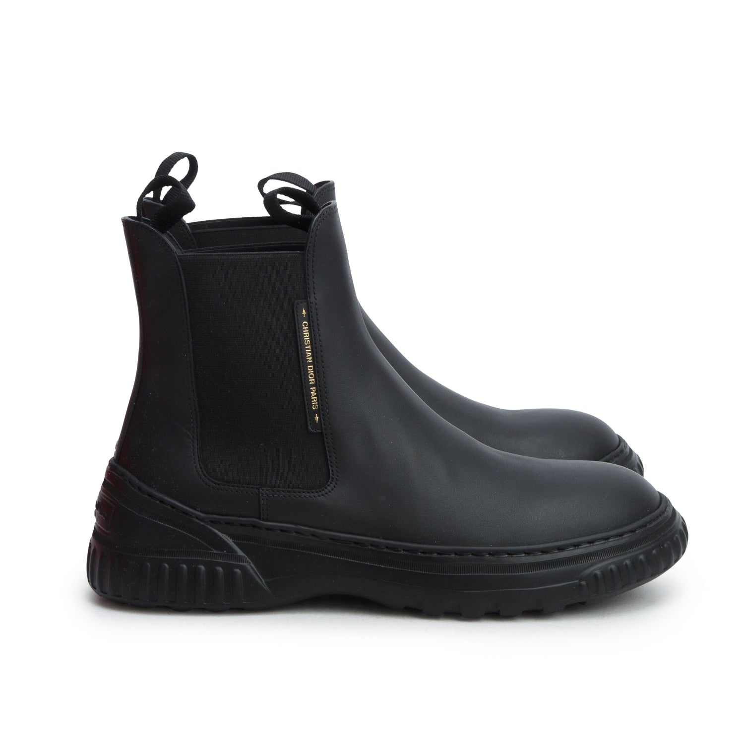 Christian Dior Black Calfskin Leather D-Racer Chelsea Boots, Women's Size 39 w/ Box