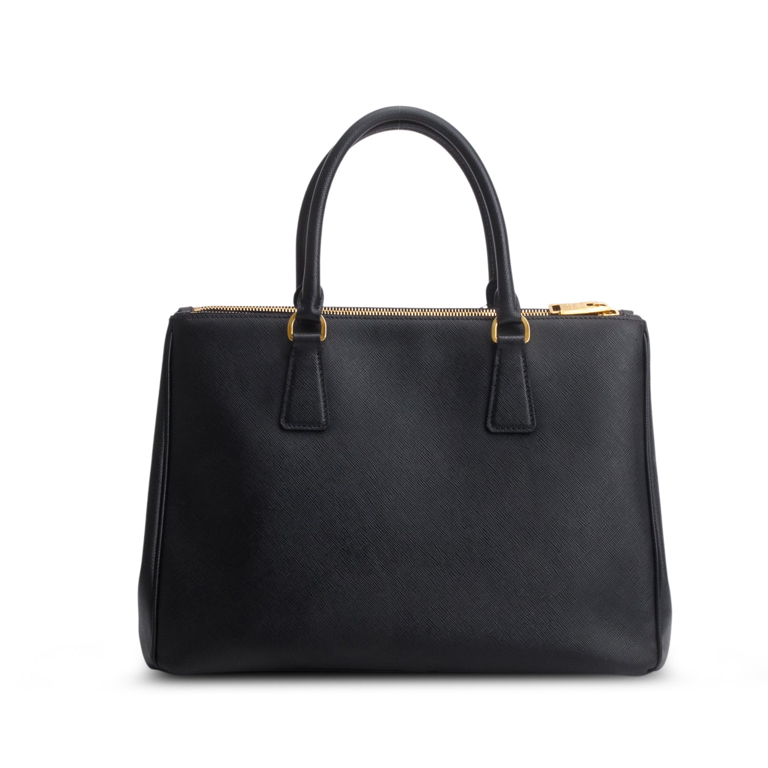 Prada Black Saffiano Lux Medium Double Zip Galleria Tote w/ Strap