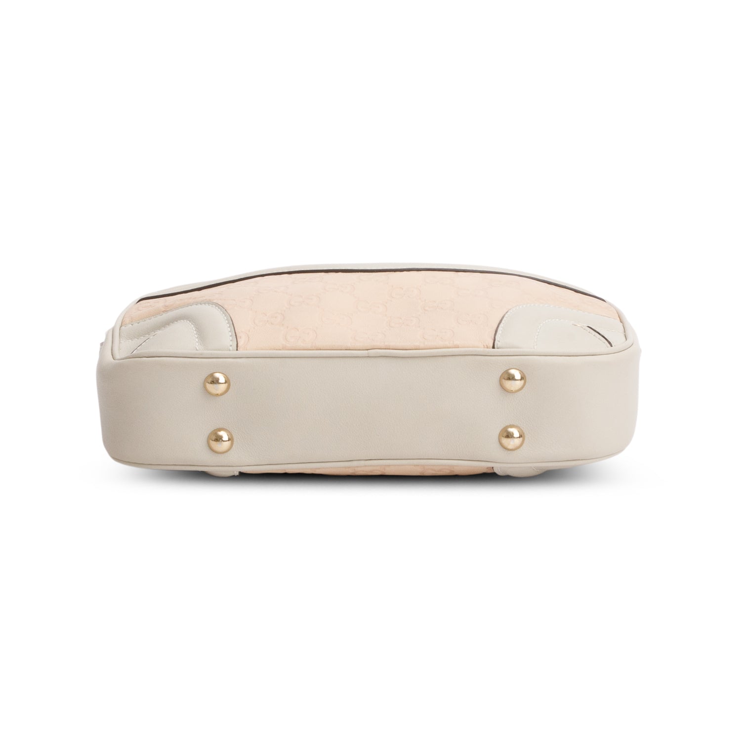 Gucci Beige/Pink Calfskin Signature GG Logo Crest Camera Bag