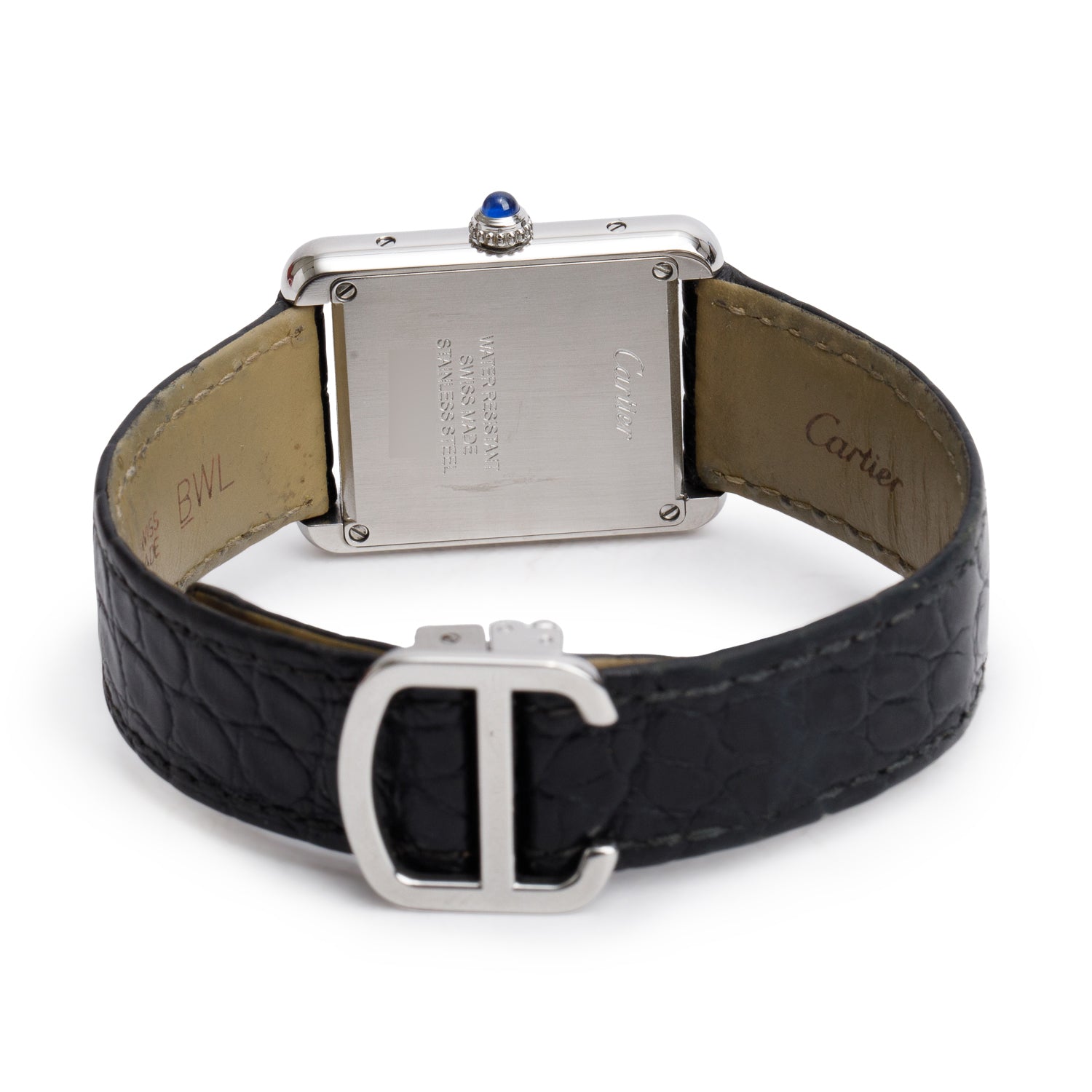 Cartier Stainless Steel Tank Solo Quartz Watch, Silver Dial Medium Model 3170 w/ Box & papers