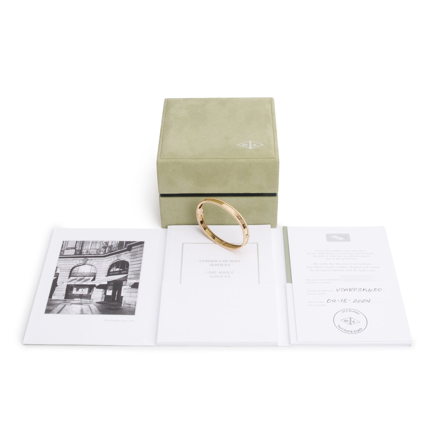 Van Cleef & Arpels 2024 18k Yellow Gold Perlee Signature Bracelet, Medium Model w/ Box & Certificate