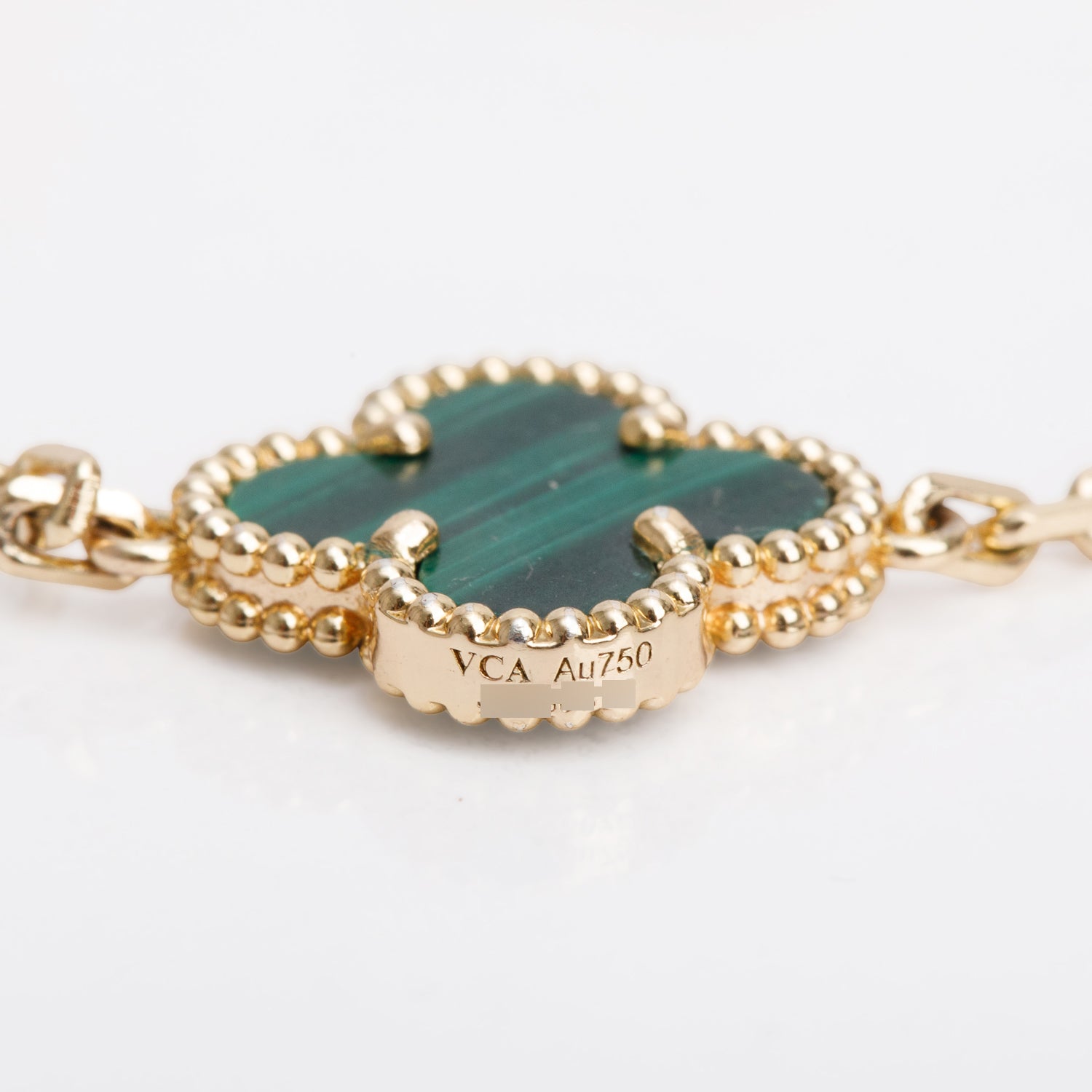 Van Cleef & Arpels 2024 18k Yellow Gold Vintage 5 Motif Malachite Bracelet w/ Certificate