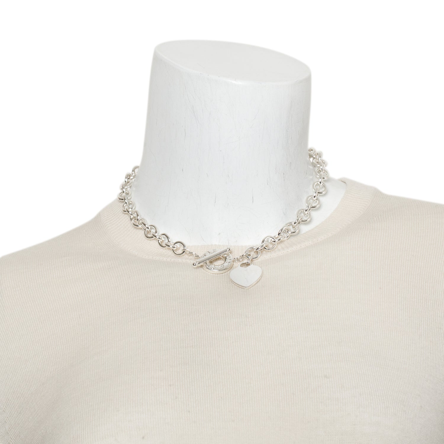 Tiffany & Co. Sterling Silver Heart Tag Necklace with Toggle Clasp