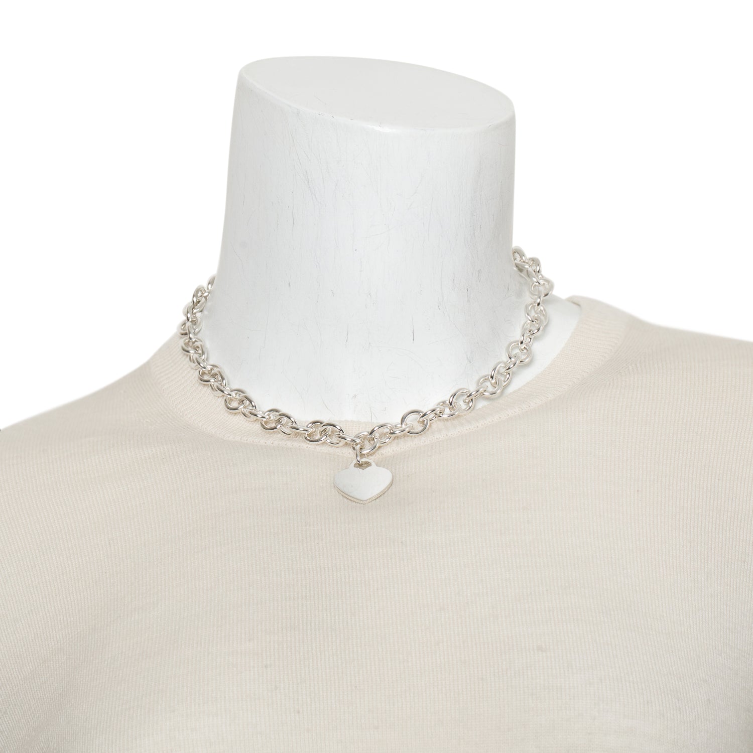 Tiffany & Co. Sterling Silver Heart Tag Chain Link Necklace