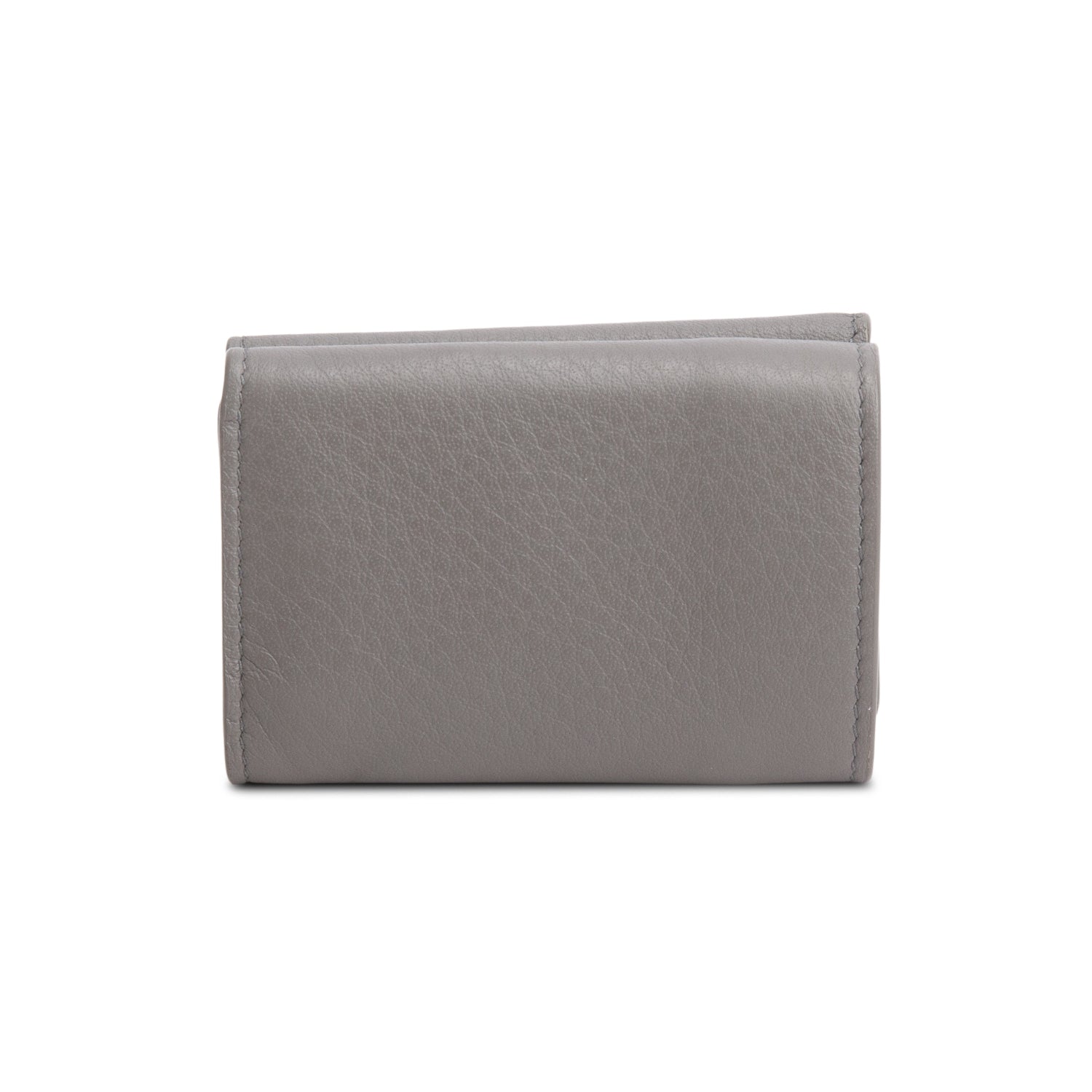Balenciaga Grey Grained Calfskin Logo Envelope Card Case Wallet