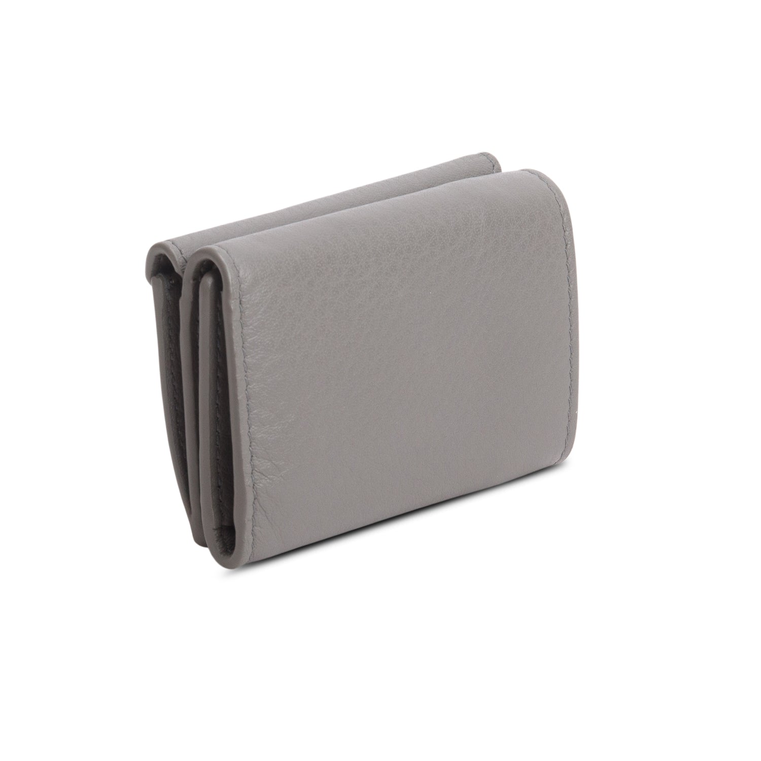 Balenciaga Grey Grained Calfskin Logo Envelope Card Case Wallet