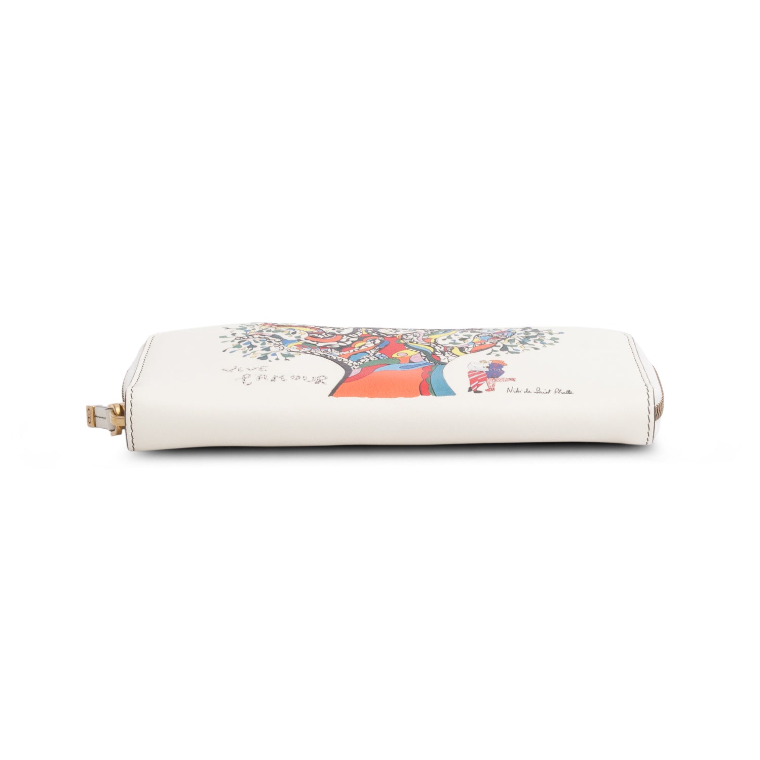 Christian Dior Cream Calfskin Niki De Saint Phalle 'Vive L'Amour' Zip Wallet
