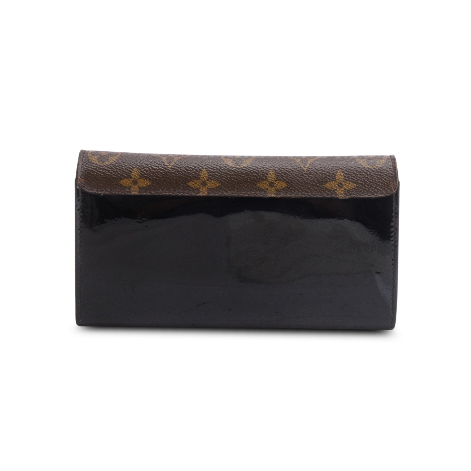 Louis Vuitton Black Patent Calfskin Monogram Cherrywood Wallet w/ Receipt
