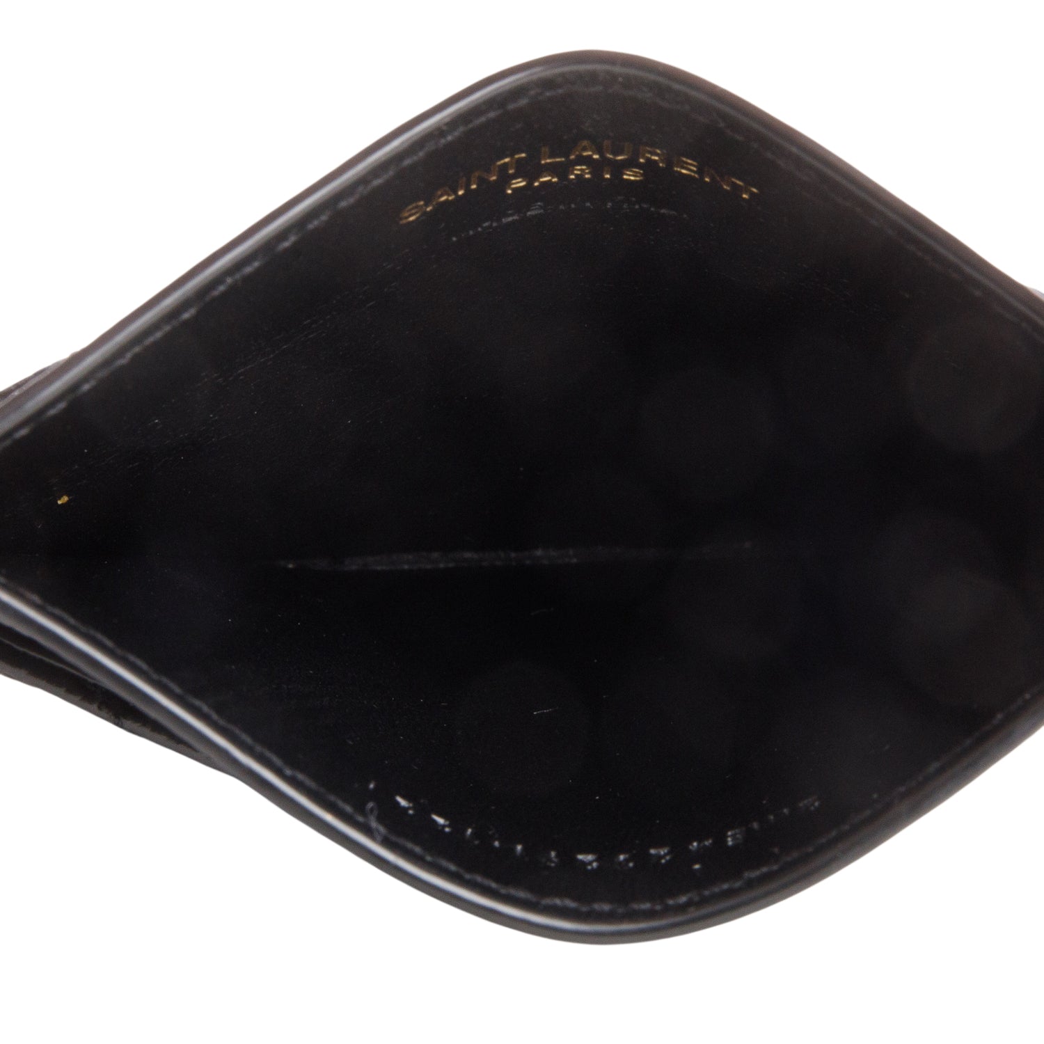 Saint Laurent 2021 Black Grain de Poudre Chevron Cassandre Card Holder w/ Box