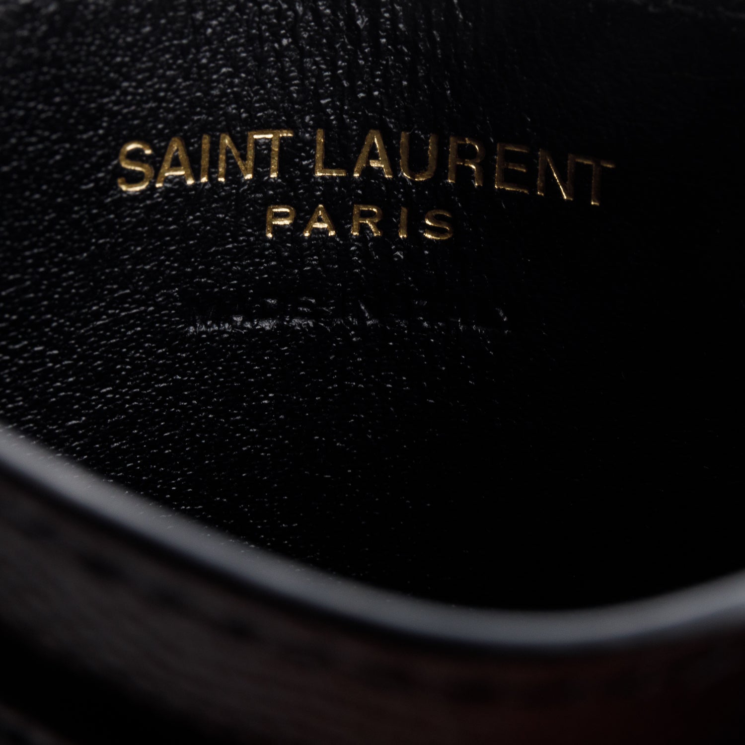 Saint Laurent 2021 Black Grain de Poudre Chevron Cassandre Card Holder w/ Box