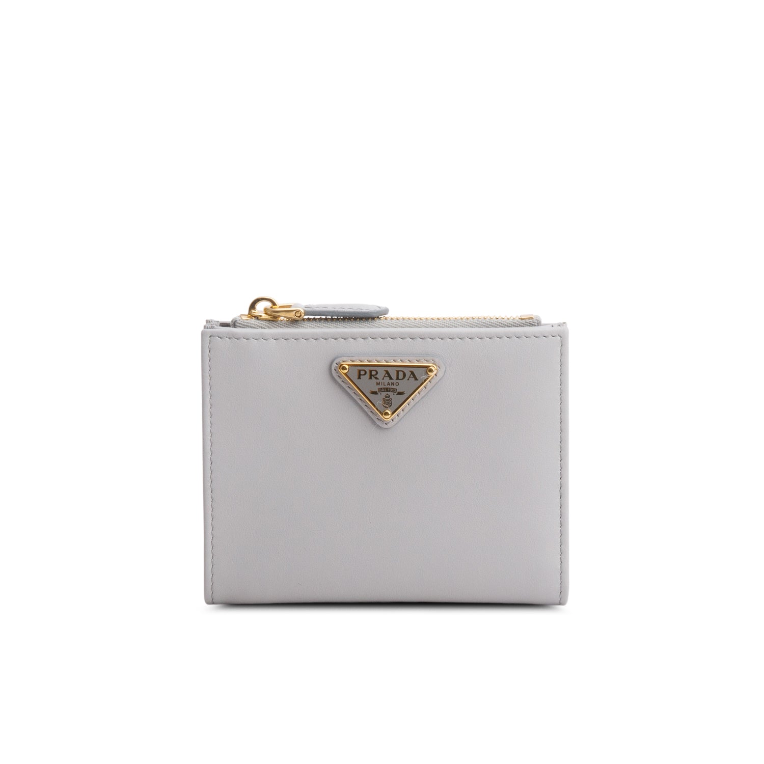 Prada Grey City Calf Tab Small Wallet w/ Box
