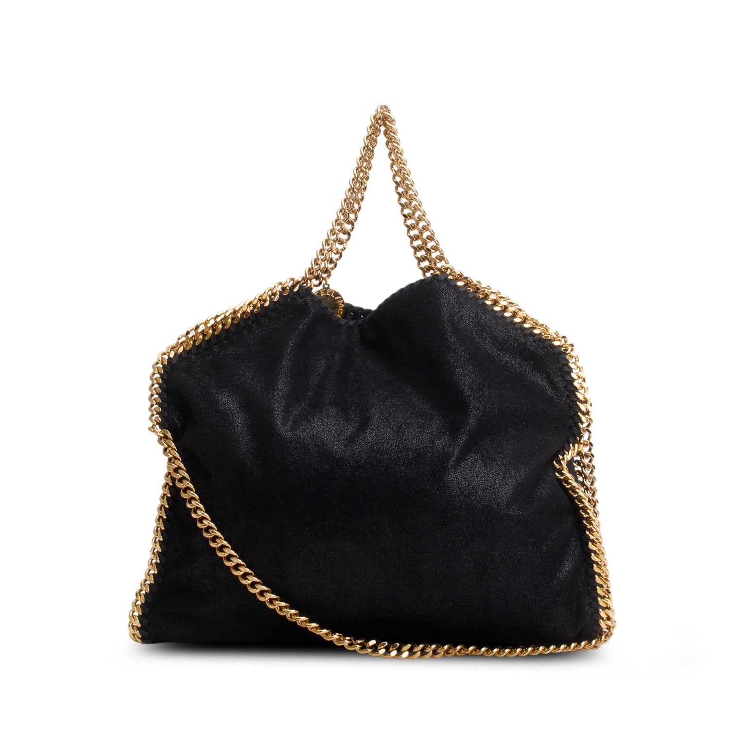 Stella McCartney Black Vegan Shaggy Deer Fabric Falabella Fold-Over Tote