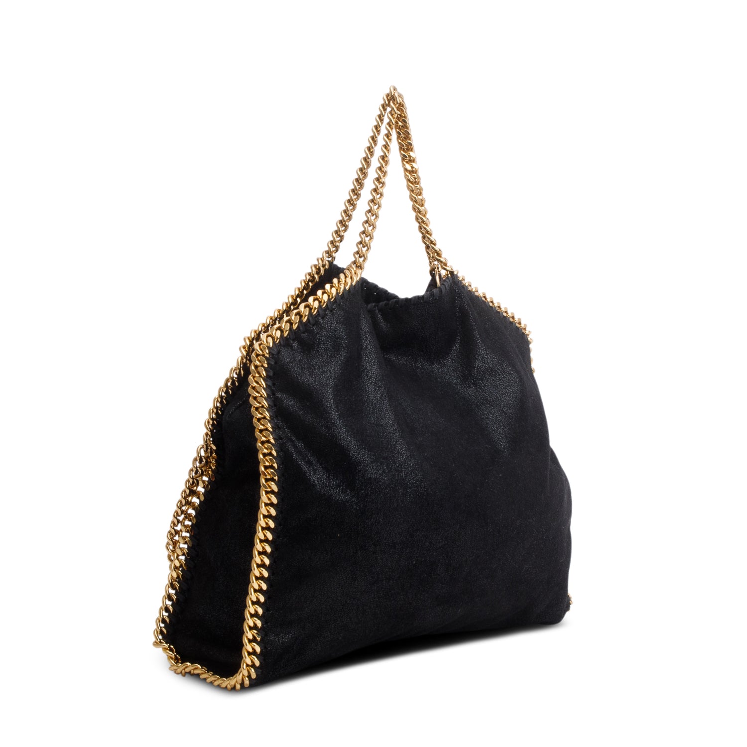 Stella McCartney Black Vegan Shaggy Deer Fabric Falabella Fold-Over Tote