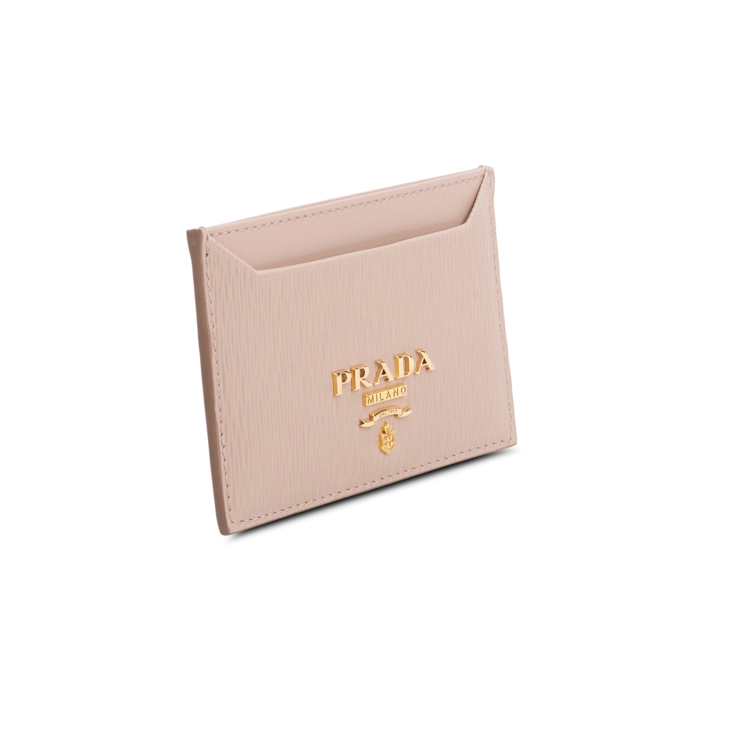 Prada Beige Vitello Grain Move Leather Card Holder w/ Box