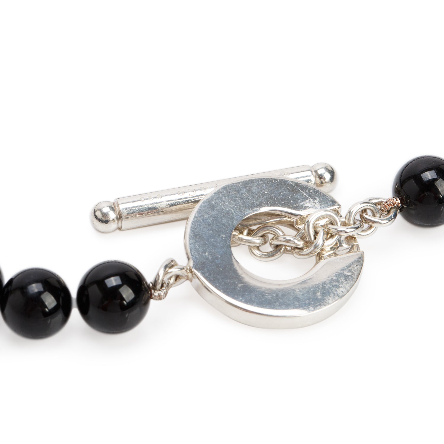 Tiffany & Co. Sterling Silver Onyx Bead Toggle Necklace