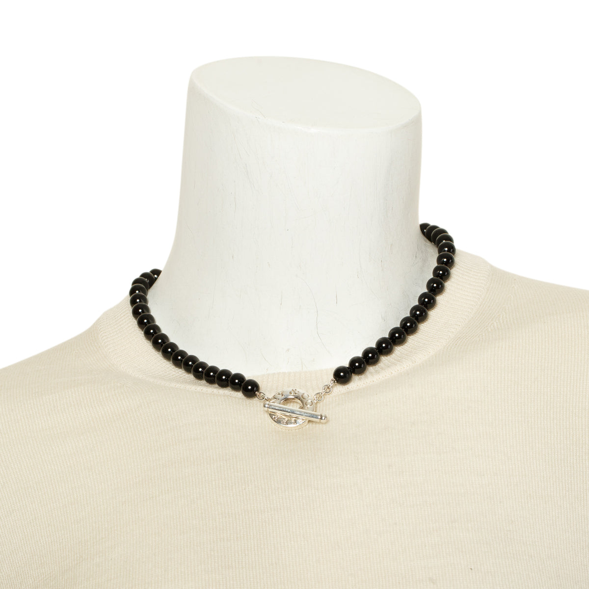 Tiffany & Co. Sterling Silver Onyx Bead Toggle Necklace