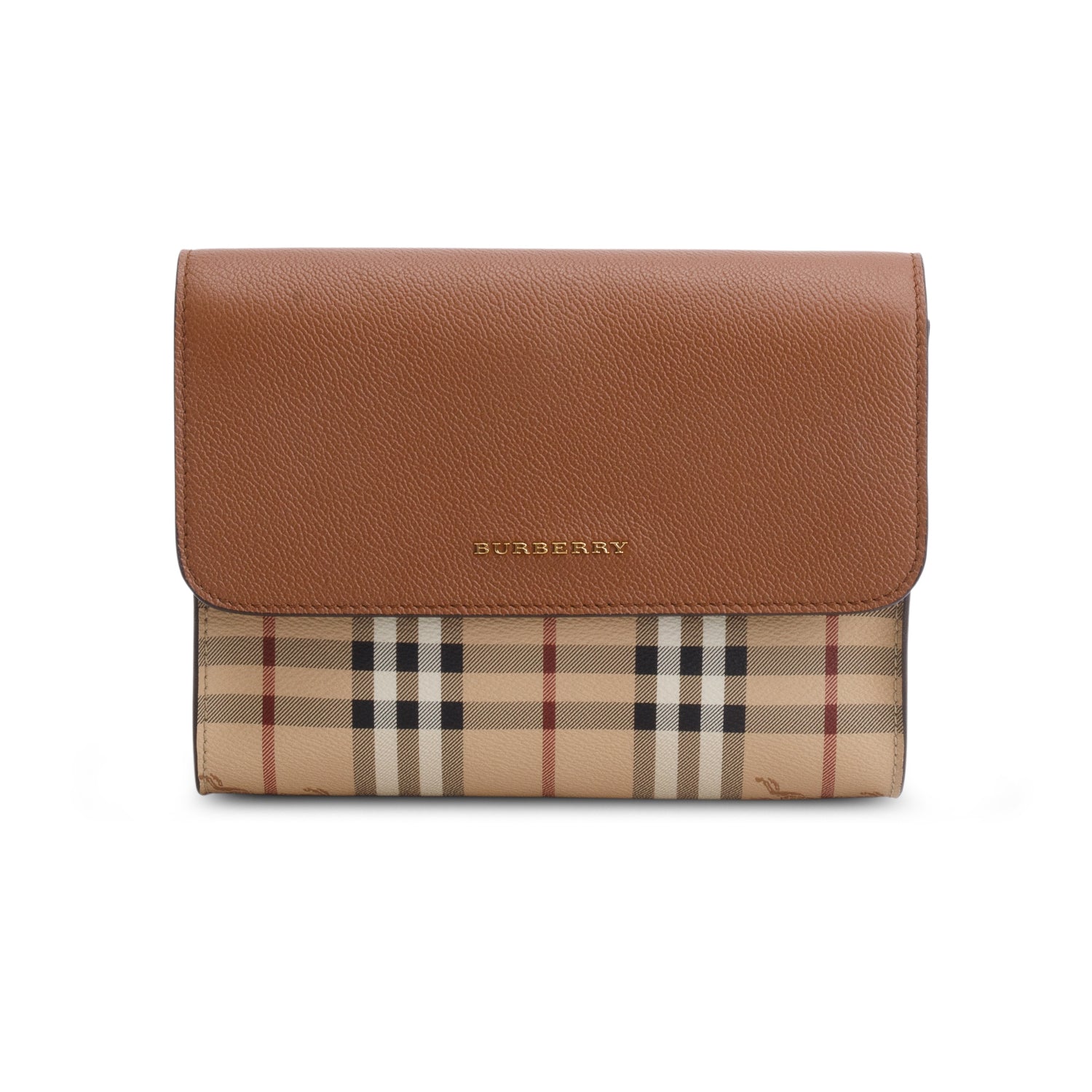 Burberry Haymarket Check Brown Leather Trimmed Small Loxley Crossbody Bag