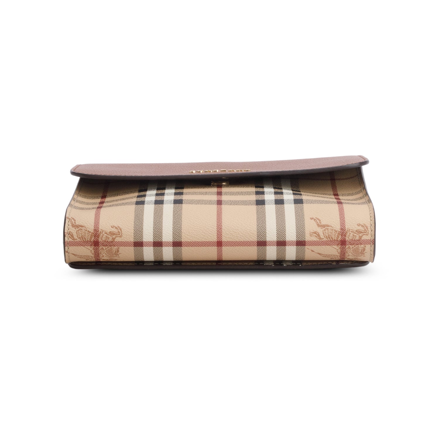 Burberry Haymarket Check Brown Leather Trimmed Small Loxley Crossbody Bag