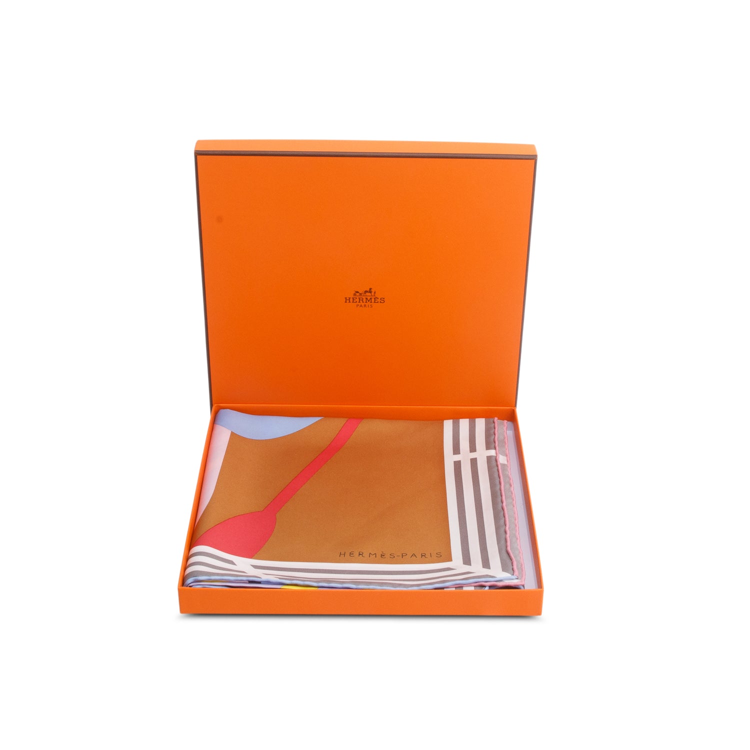 Hermes Multicolor 'Course Cinetique' Silk Scarf 90 w/ Box