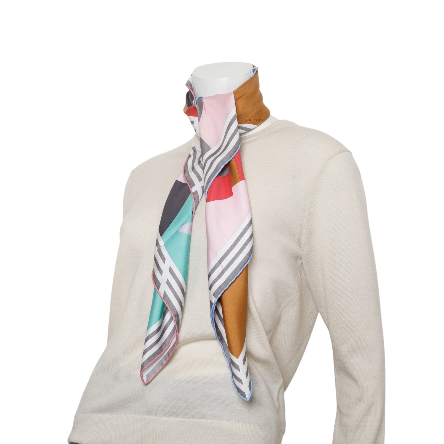 Hermes Multicolor 'Course Cinetique' Silk Scarf 90 w/ Box