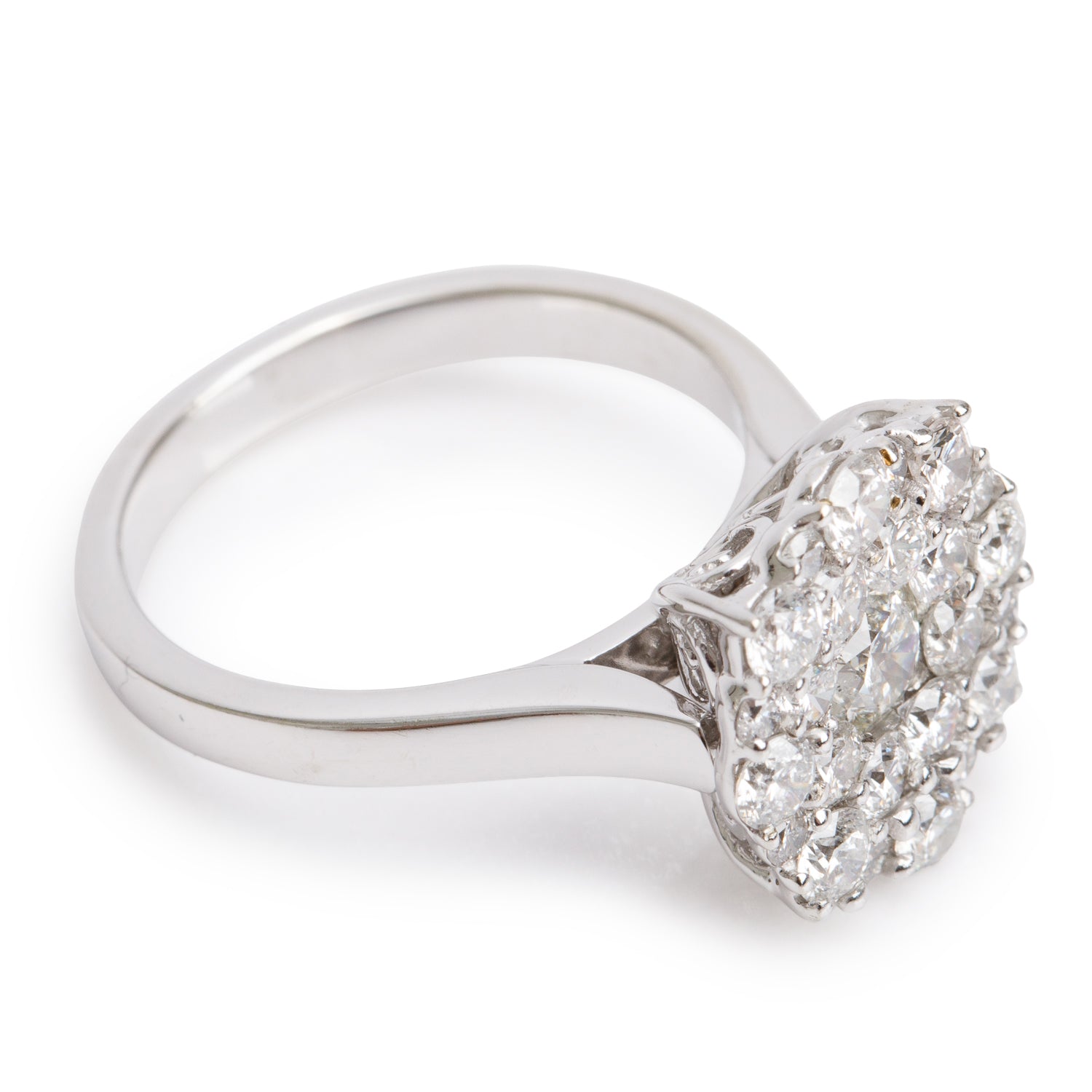 18k White Gold 1.31 tcw. Diamond Cluster Ring, Size 5.75