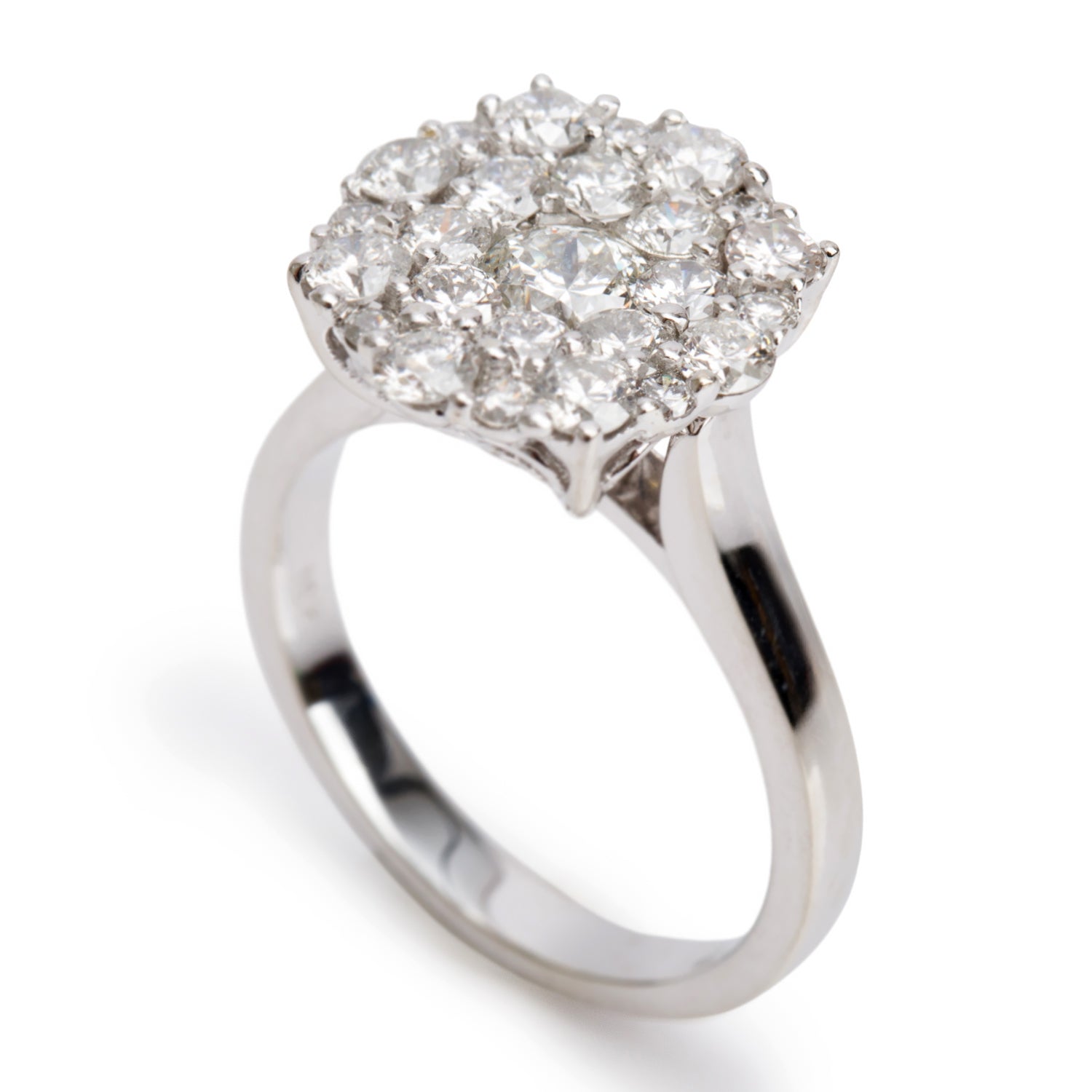 18k White Gold 1.31 tcw. Diamond Cluster Ring, Size 5.75