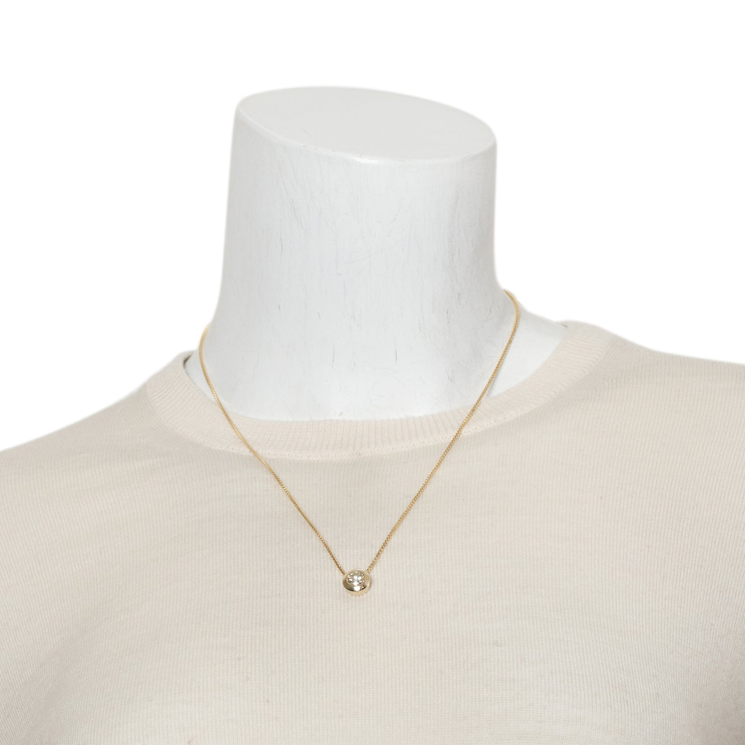 14k Yellow Gold 1.04 ct. Diamond Bezel Set Solitaire Pendant Necklace