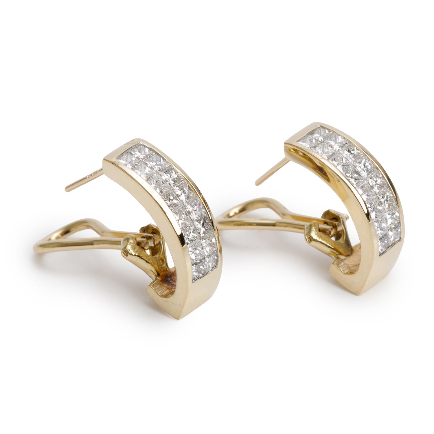 18k Yellow Gold Diamond Hoop Earrings
