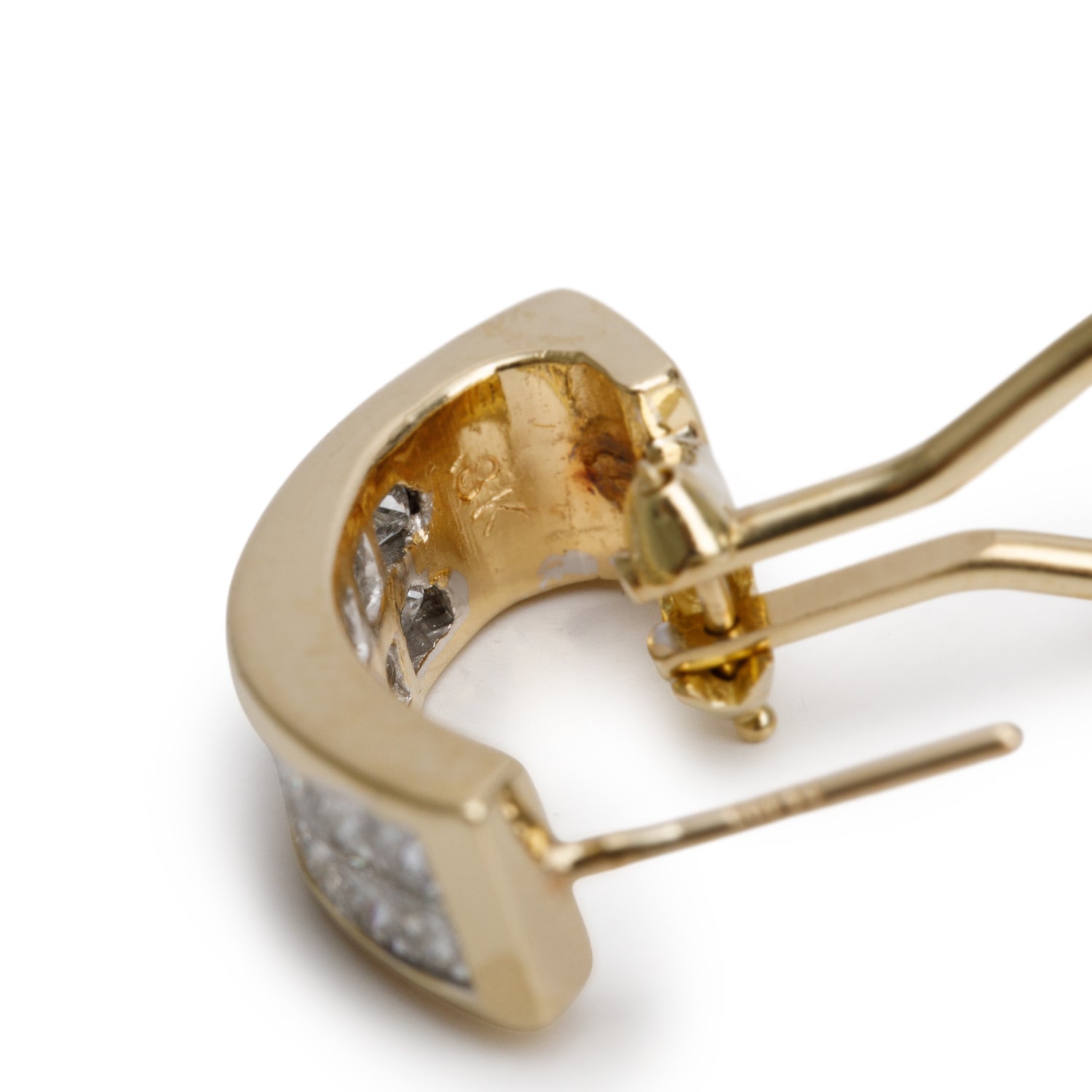 18k Yellow Gold Diamond Hoop Earrings