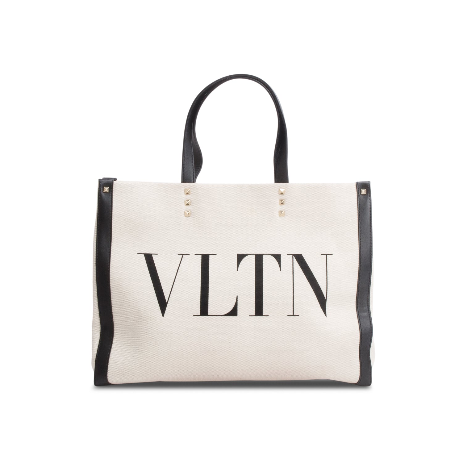 Valentino Neutral Canvas VLTN Print Tote Bag