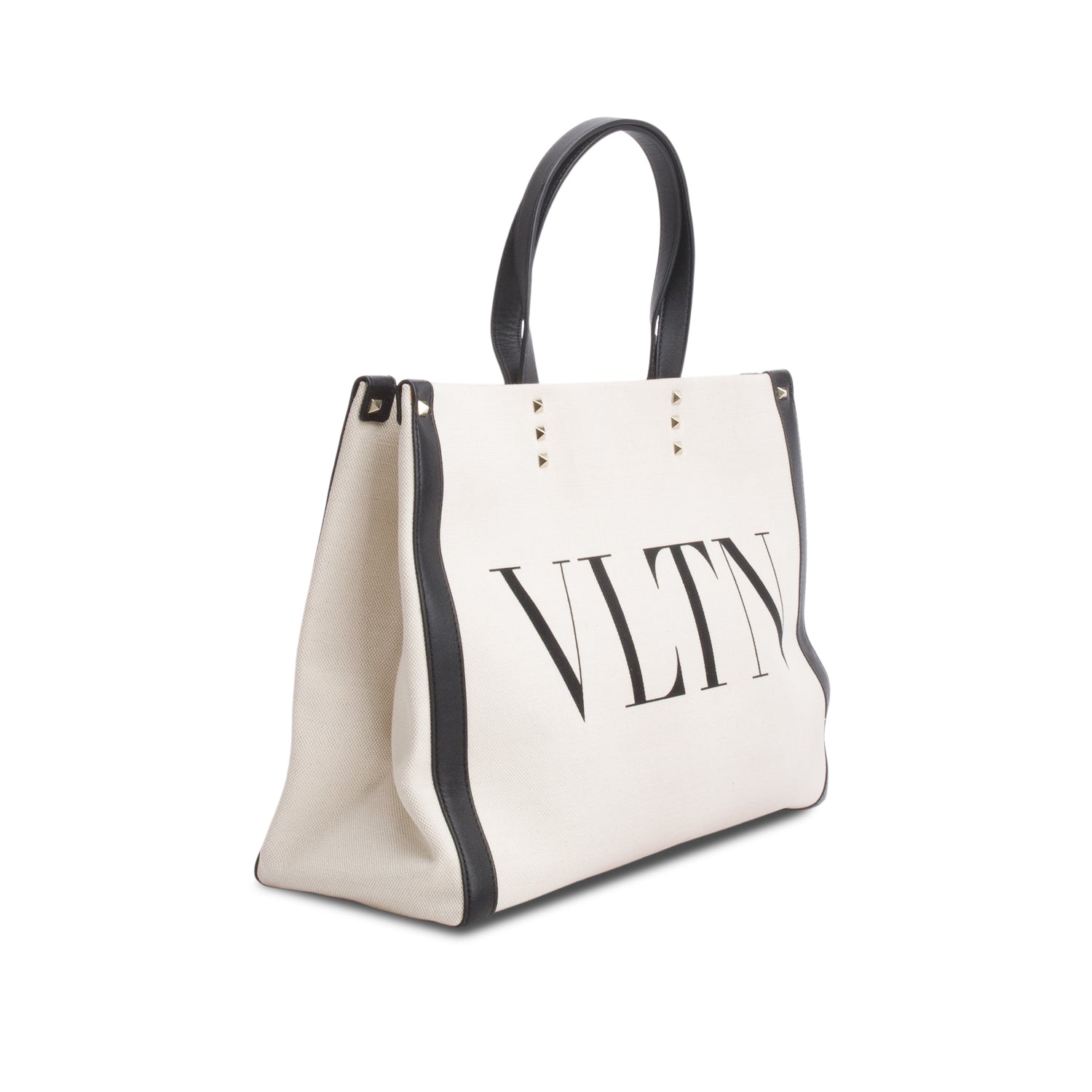Valentino Neutral Canvas VLTN Print Tote Bag