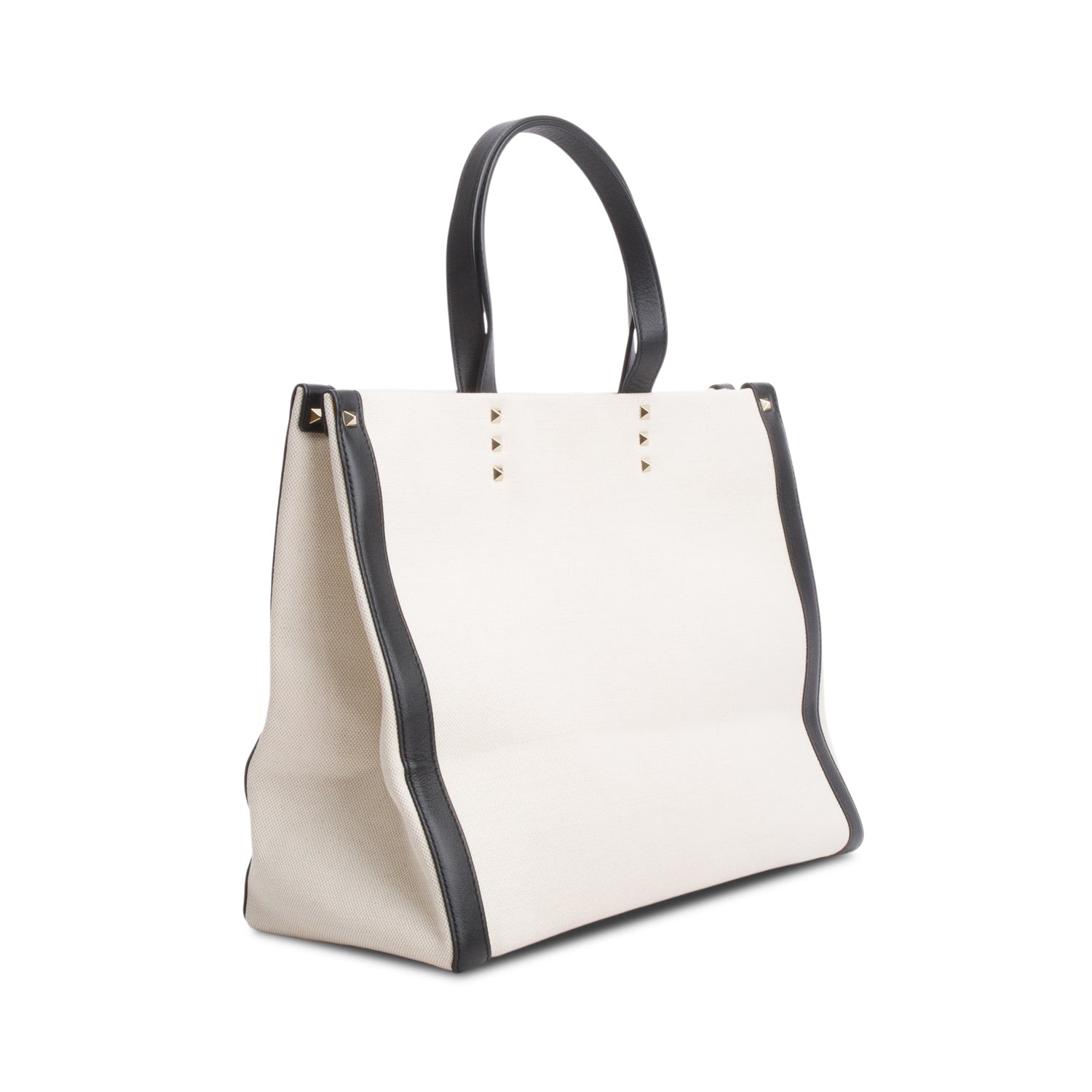 Valentino Neutral Canvas VLTN Print Tote Bag
