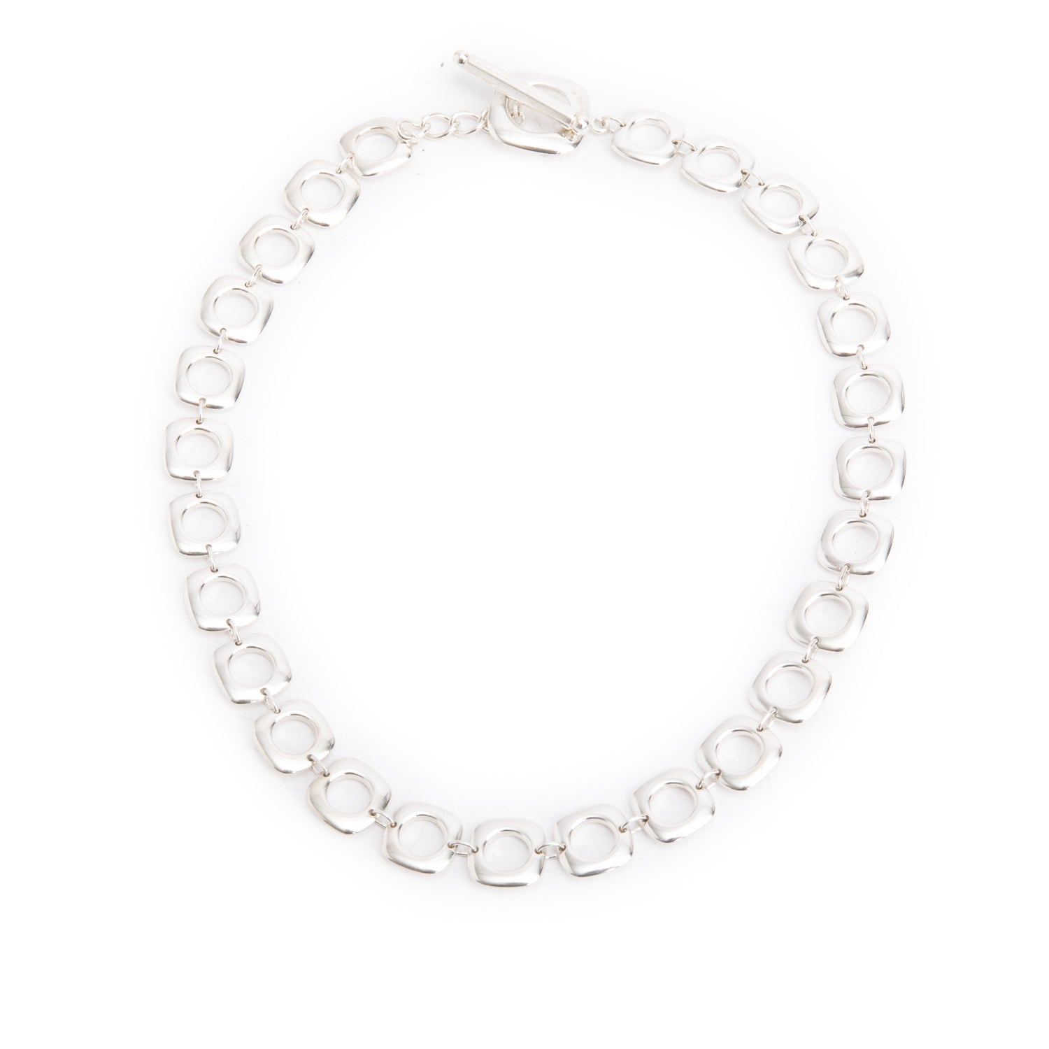 Tiffany & Co. Sterling Silver Cushion Link Toggle Necklace
