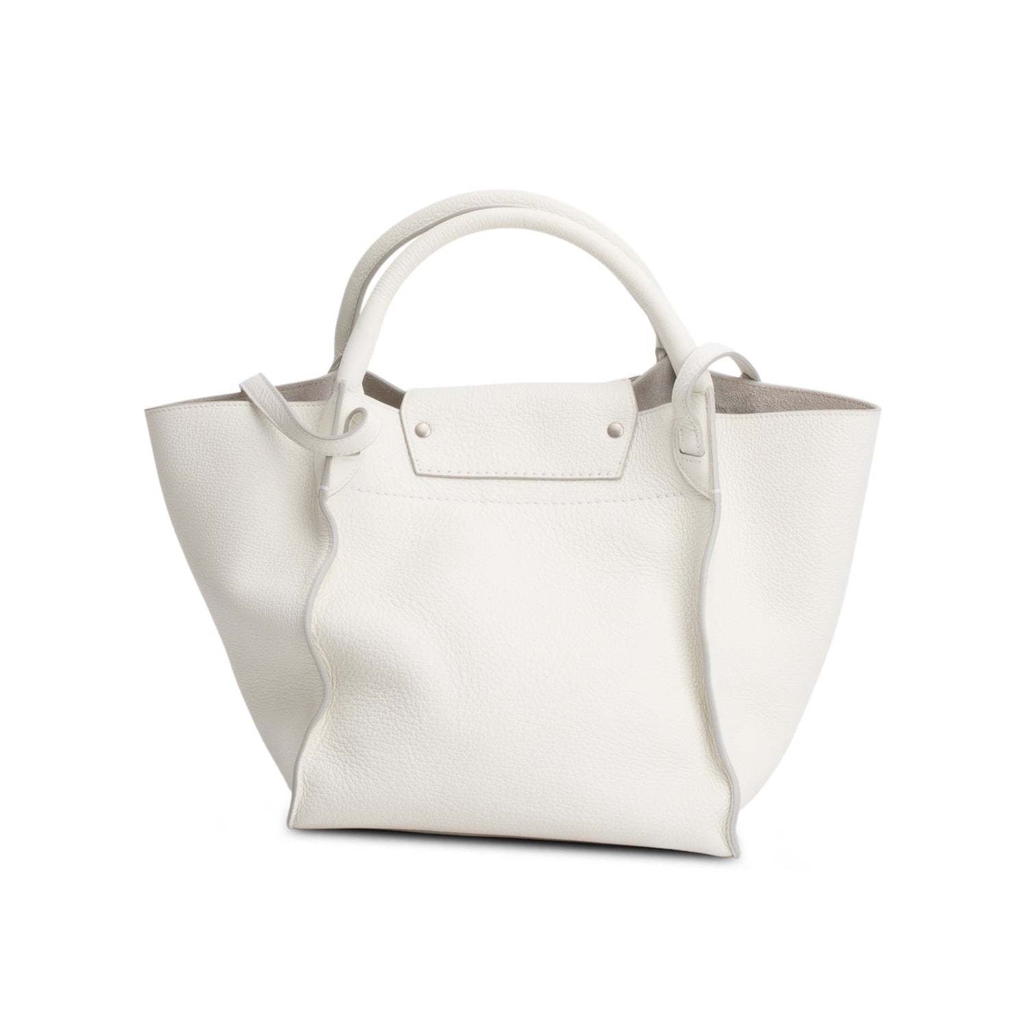 Celine White Supple Grained Calfskin Small Long Strap Big Bag