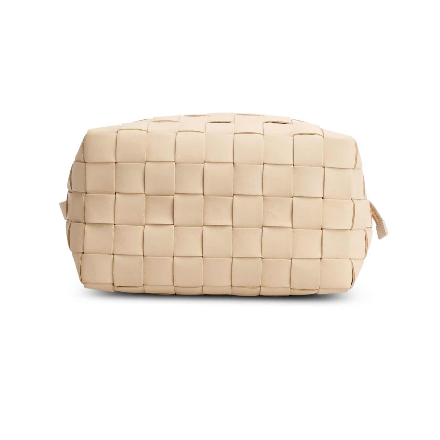 Bottega Veneta Beige Lambskin Maxi Intrecciato Bowling Cassette Shoulder Bag w/ Pouch